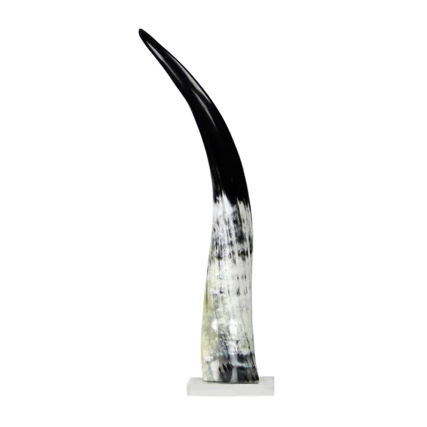 Black & White Cow Horn on Base Approx. 25" Tall